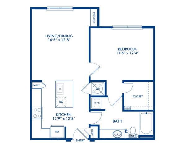 Blueprint of A5.3 Floor Plan, 1 Bedroom and 1 Bathroom at Camden Gallery Apartments in Charlotte, NC