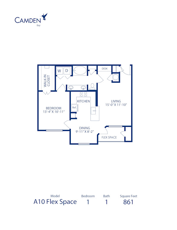 Blueprint of Coral (Solarium) Floor Plan, 1 Bedroom and 1 Bathroom at Camden Bay Apartments in Tampa, FL