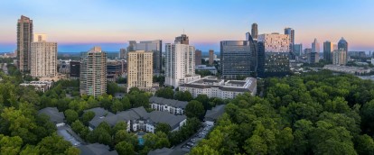 Aerial view of community located near downtown Atlanta at Camden Phips in Atlanta, GA