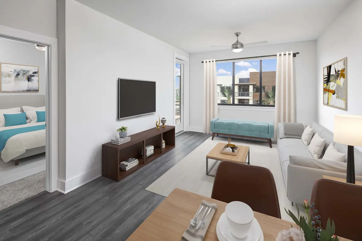 Furnished living room at Camden North End.