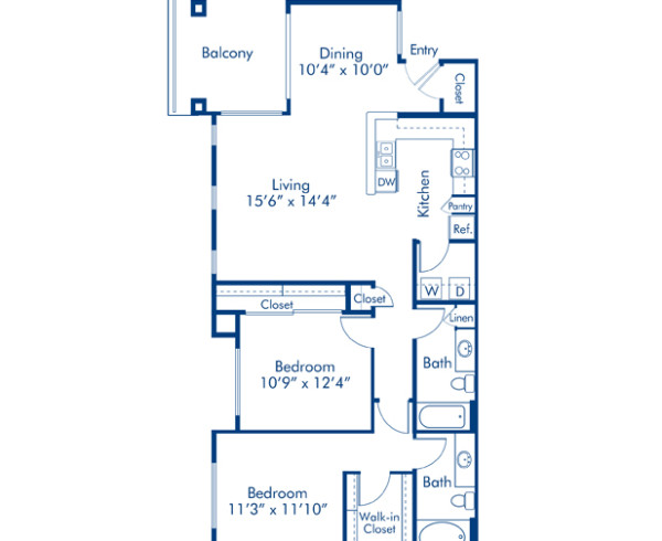 Blueprint of 2F Floor Plan, 2 Bedrooms and 2 Bathrooms at Camden Montierra in Scottsdale, AZ