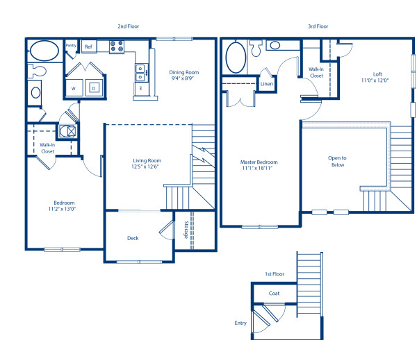 Blueprint of 2.2L Floor Plan, 2 Bedrooms and 2 Bathrooms at Camden Westwood Apartments in Morrisville, NC