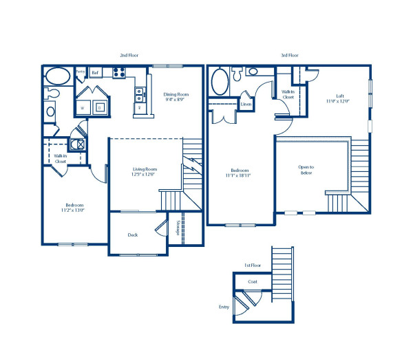 Blueprint of 2.2L Floor Plan, 2 Bedrooms and 2 Bathrooms at Camden Westwood Apartments in Morrisville, NC