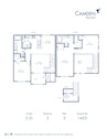 Blueprint of 2.2L Floor Plan, 2 Bedrooms and 2 Bathrooms at Camden Westwood Apartments in Morrisville, NC