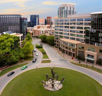 West-facing view toward Midtown Nashville and Buddy Killen Circle