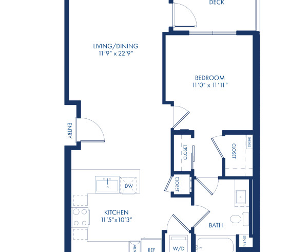 Blueprint of A2b Floor Plan, 1 Bedroom and 1 Bathroom at Camden Glendale Apartments in Glendale, CA