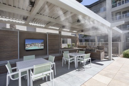 camden north end apartments scottsdale az pool dining area with misters bbq grills and tv