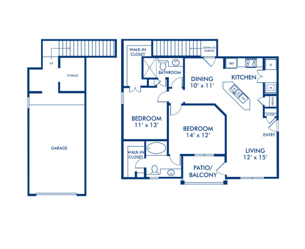 Blueprint of Congress - G Floor Plan, 2 Bedrooms and 2 Bathrooms at Camden Cypress Creek Apartments in Cypress, TX