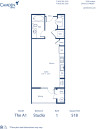 Camden Rino apartments in Denver studio floor plan diagram, The A1