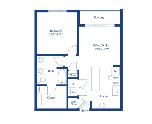 Camden Lake Eola apartments in Downtown Orlando, FL, one bedroom, one bathroom floor plan A3