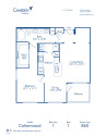 Blueprint of Cottonwood Floor Plan, 1 Bedroom and 1 Bathroom at Camden Creekstone Apartments in Atlanta, GA