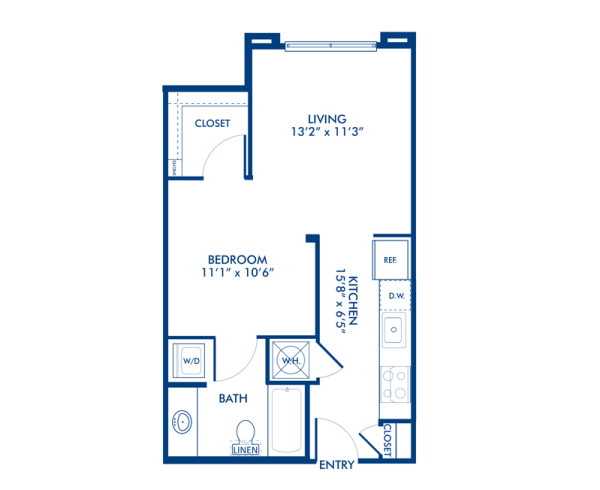 Blueprint of A1.1 Floor Plan, Studio with 1 Bathroom at Camden Gallery Apartments in Charlotte, NC