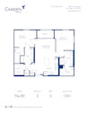 Camden Hillcrest apartments in San Diego, California two bedroom, two bath floor plan The B2