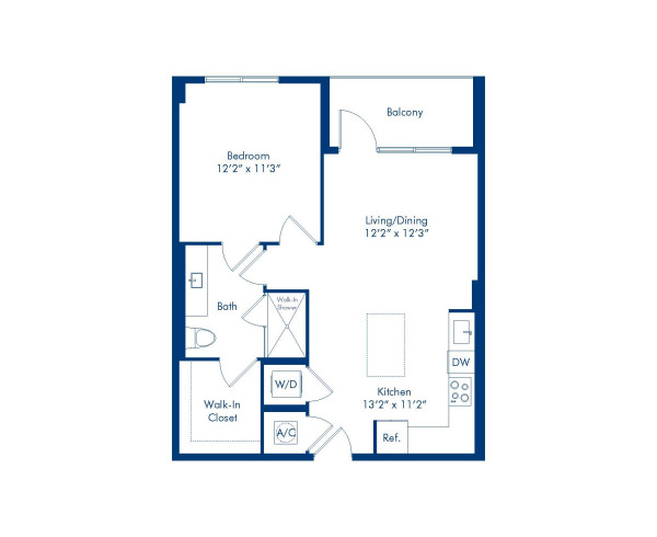 Camden Central apartments in St. Petersburg, Florida one bedroom floor plan blueprint, Da Vinci