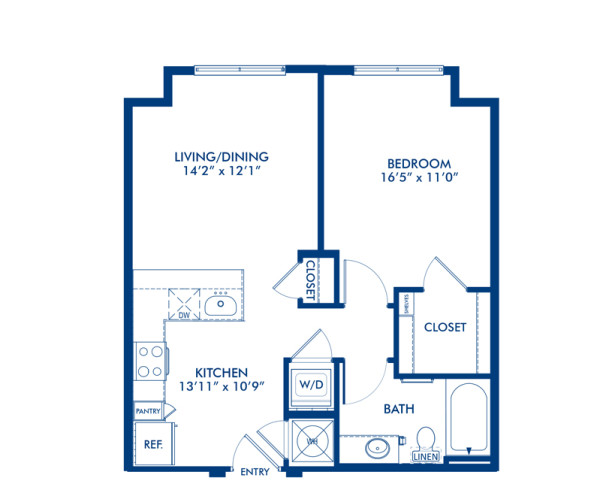 Blueprint of A2.9M Floor Plan, 1 Bedroom and 1 Bathroom at Camden Gallery Apartments in Charlotte, NC