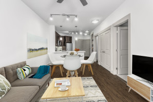 Open-concept living and dining area at Camden Southline Apartments