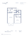 Blueprint of Renaissance Floor Plan, 1 Bedroom and 1 Bathroom at Camden Brickell Apartments in Miami, FL