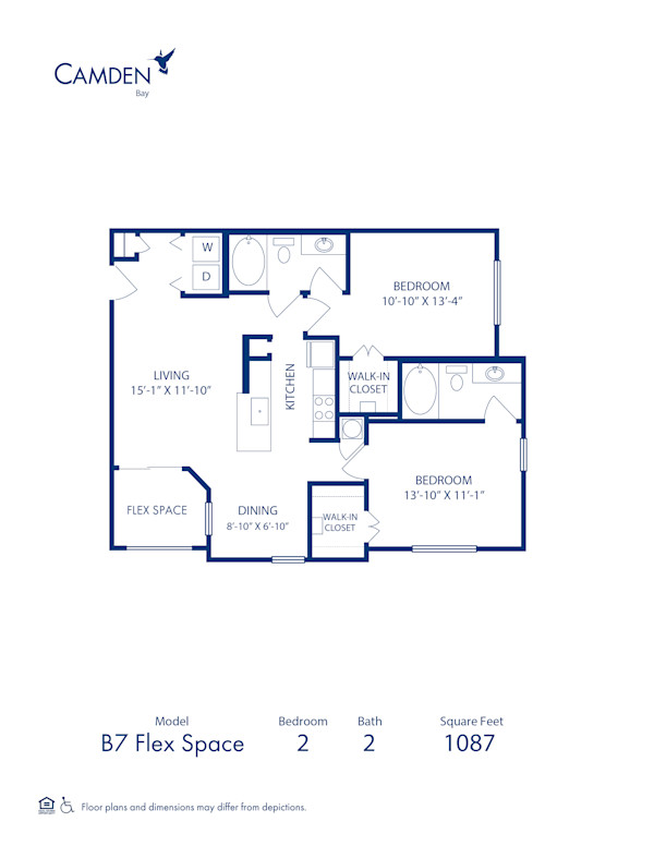 Blueprint of Sail Winds (Solarium) Floor Plan, 2 Bedrooms and 2 Bathrooms at Camden Bay Apartments in Tampa, FL
