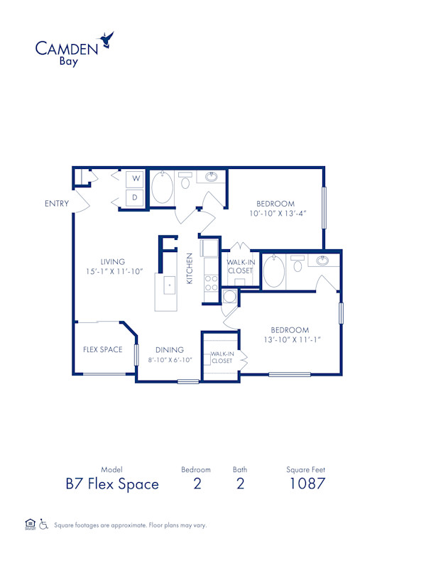 Blueprint of Sail Winds (Solarium) Floor Plan, 2 Bedrooms and 2 Bathrooms at Camden Bay Apartments in Tampa, FL