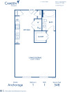 Blueprint of Anchorage II Floor Plan, Studio with 1 Bathroom at Camden City Centre II Apartments in Houston, TX