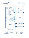 Blueprint of Piedmont Floor Plan, 1 Bedroom and 1 Bathroom at Camden Phipps Apartments in Atlanta, GA