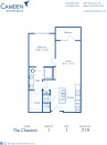Blueprint of Chastain Floor Plan, 1 Bedroom and 1 Bathroom at Camden Buckhead Square Apartments in Atlanta, GA