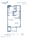 Blueprint of Alameda Floor Plan, Studio with 1 Bathroom at Camden Lincoln Station Apartments in Lone Tree, CO