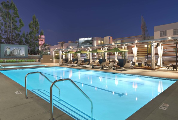 Pool deck with entertainment tv