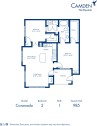 Blueprint of Coronado Floor Plan, 2 Bedrooms and 1 Bathroom at Camden Northpointe Apartments in Tomball, TX