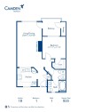 Blueprint of 1B Floor Plan, 1 Bedroom and 1 Bathroom at Camden Montierra Apartments in Scottsdale, AZ
