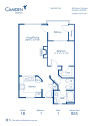 Blueprint of 1B Floor Plan, 1 Bedroom and 1 Bathroom at Camden Montierra Apartments in Scottsdale, AZ