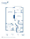 Blueprint of 1B Floor Plan, 1 Bedroom and 1 Bathroom at Camden Montierra Apartments in Scottsdale, AZ