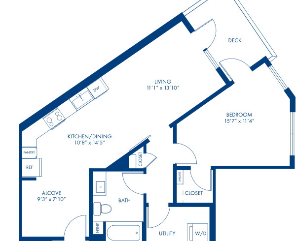 Blueprint of A4 Floor Plan, 1 Bedroom and 1 Bathroom at Camden Glendale Apartments in Glendale, CA