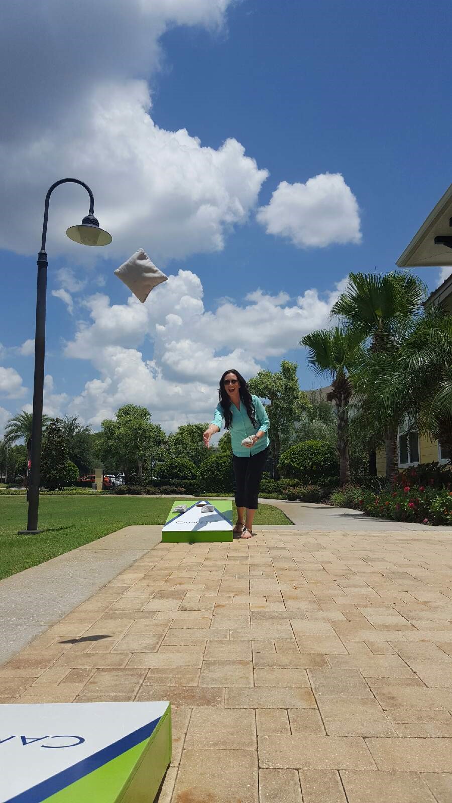 Amy Playing Cornhole