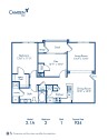 Blueprint of 2.1 Floor Plan, 1 Bedroom and 1 Bathroom at Camden Crest Apartments in Raleigh, NC