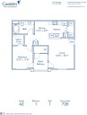 Blueprint of A2 Floor Plan, 1 Bedroom and 1 Bathroom at Camden Sierra at Otay Ranch Apartments in Chula Vista, CA