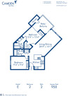 Blueprint of E Floor Plan, 2 Bedrooms and 2 Bathrooms at Camden Sea Palms Apartments in Costa Mesa, CA