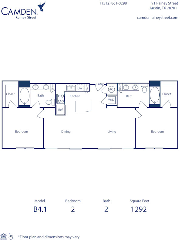 Camden Rainey Street apartments in Austin, TX floor plan B4 two bedroom