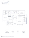Blueprint of Embraer Floor Plan, 3 Bedrooms and 2 Bathrooms at Camden Centreport Apartments in Ft. Worth, TX