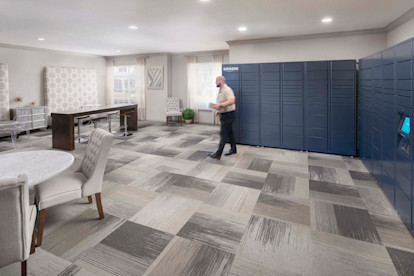 The HUB package locker room at Camden Midtown Apartments in Houston, TX