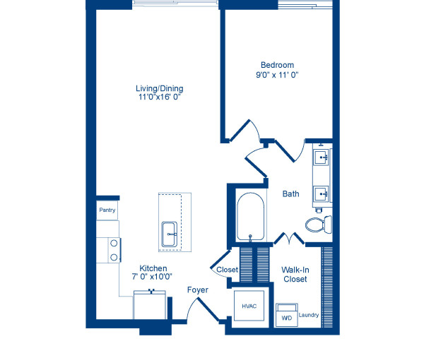 Camden Franklin Park apartments one bedroom floor plan A