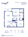 Camden Buckhead apartments Atlanta, Georgia 1 bedroom, 1 bath, floor plan A11