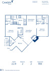 Blueprint of 2.2 - II Floor Plan, 2 Bedrooms and 2 Bathrooms at Camden Foxcroft II Apartments in Charlotte, NC