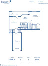 Blueprint of A2A.3 Floor Plan, 1 Bedroom and 1 Bathroom at Camden Legacy Creek Apartments in Plano, TX
