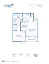 Blueprint of A Floor Plan, 1 Bedroom and 1 Bathroom at Camden Huntingdon Apartments in Austin, TX