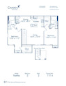 Blueprint of Nettle Floor Plan, 2 Bedrooms and 2 Bathrooms at Camden Brushy Creek Apartments in Cedar Park, TX