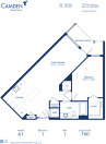 Blueprint of A1 Floor Plan, 1 Bedroom and 1 Bathroom at Camden Shady Grove Apartments in Rockville, MD