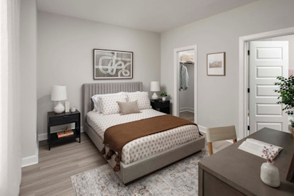 Bedroom with walk-in closet at Camden Long Meadow Farms homes for rent in Richmond, TX