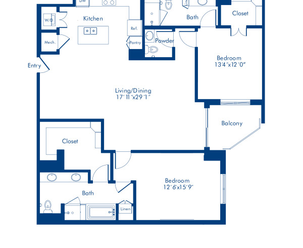 Camden Highland Village apartments in Houston, TX Gallery two bedroom floor plan D6.5
