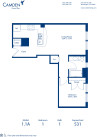 Blueprint of 1.1A Floor Plan, Apartment Home with 1 Bedroom and 1 Bathroom at Camden Grand Parc in Washington, DC